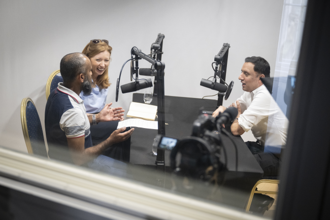 Podcast recording in Davies eLearning Centre